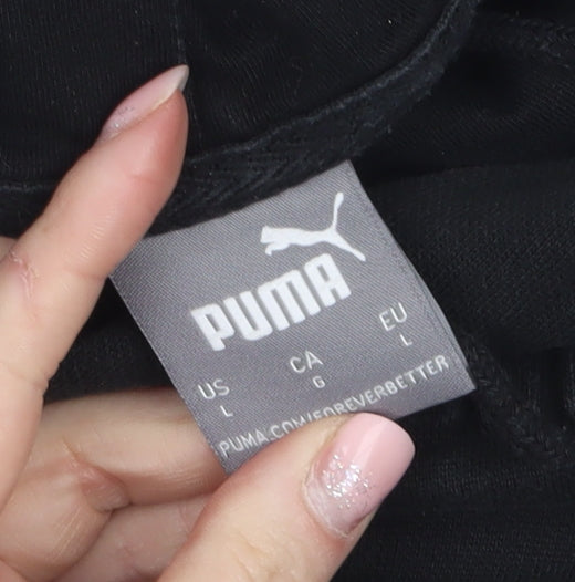 Puma Men's Black Pullover Hoodie Size L Fleece Sweatshirt