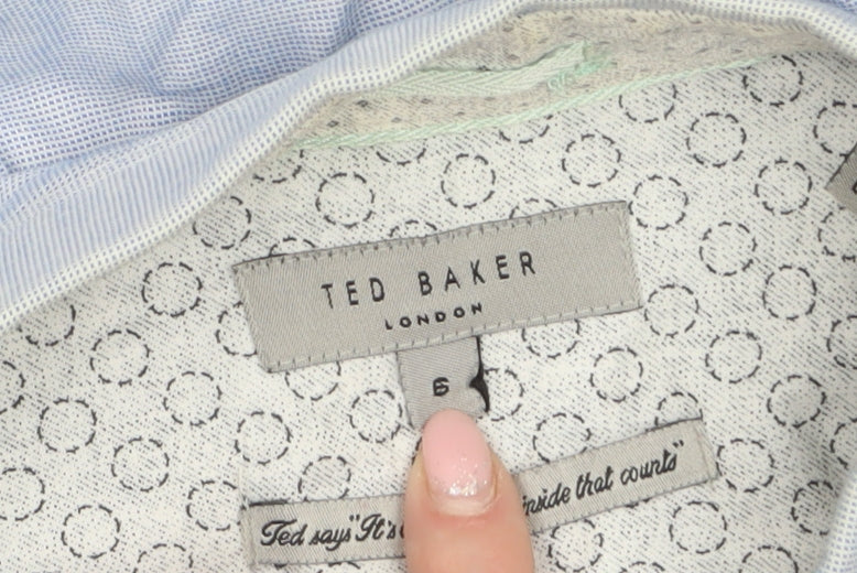 Ted Baker Men’s Blue Cotton Long Sleeve Button-Up Shirt Size 6 Regular