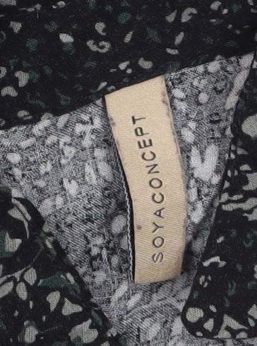 Soyaconcept Womens Black Floral Long Sleeve Viscose Tunic Blouse XS