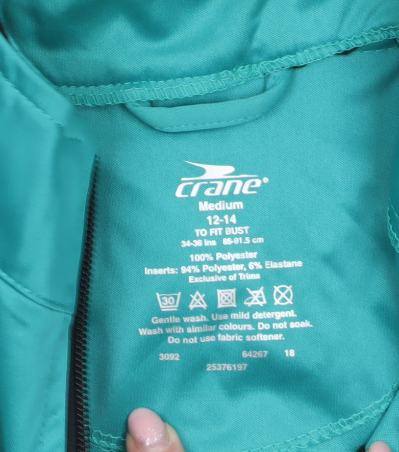 Crane Womens Green Windbreaker Sports Jacket Size 12-14 Regular Fit