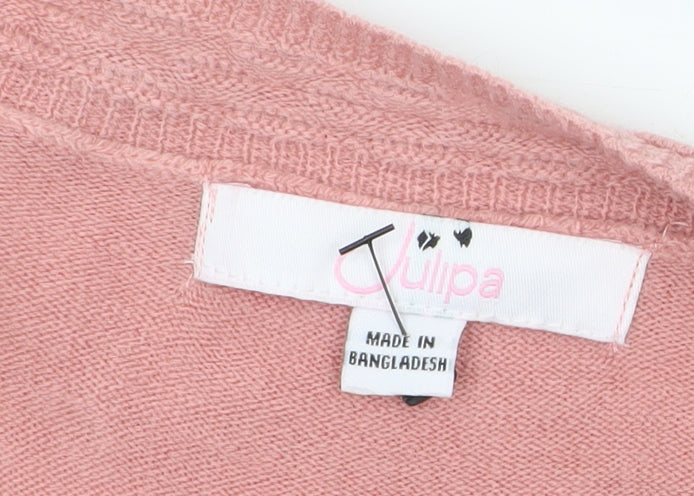 Julipa Women’s Pink Long Sleeve Cardigan Size 12/14 Acrylic Knit