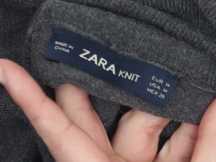 ZARA Women Grey Wool Blend Roll Neck Long Sleeve Jumper Size 12
