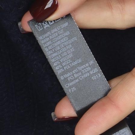 Marks & Spencer Women’s Black Wool Blend V-Neck Pullover Jumper Size 14