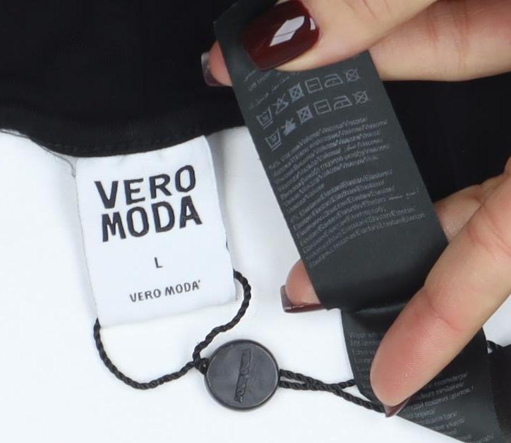 Vero Moda Women Black L Shift Dress Jersey Knee Length