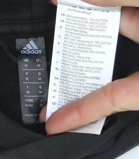 Adidas Men’s Black Pullover Hoodie M Graphic Logo Fleece Sweatshirt