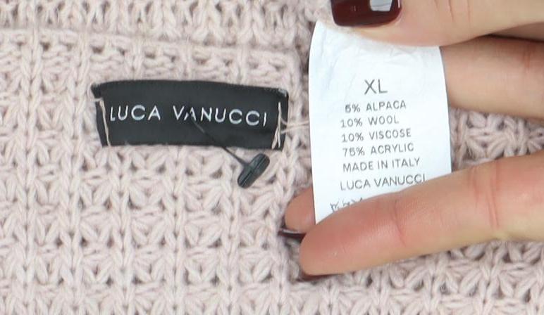 LUCA VANNUCCI Women Beige XL Wrap Chunky Knit V-Neck Jumper
