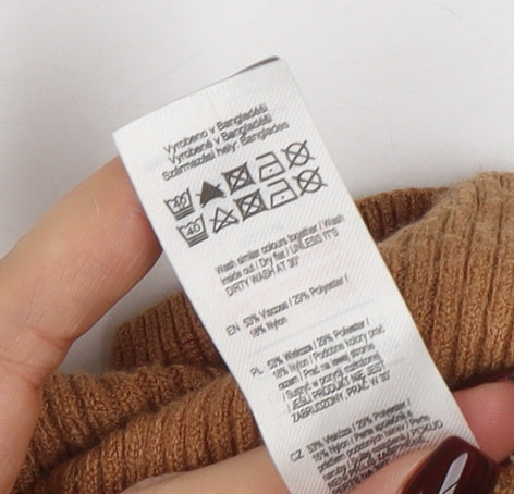 F&F Women’s Brown Ruffle High Neck Long Sleeve Pullover Jumper Size 10