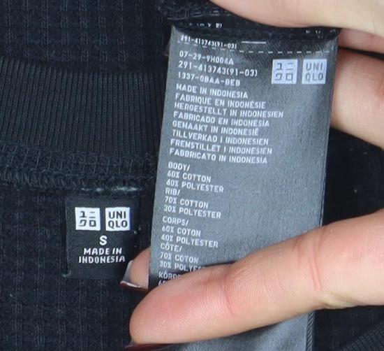 Uniqlo Women Black S T-Shirt Dress Knit Long Sleeve Casual Workwear