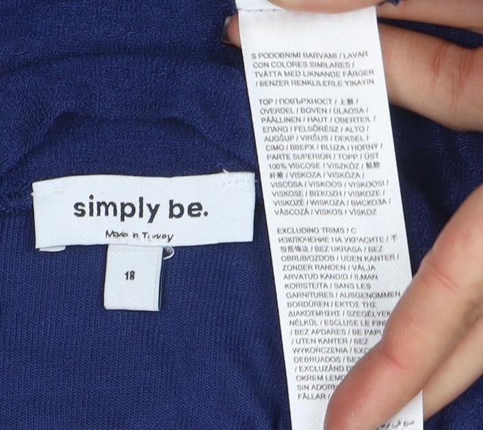 Simply Be Women’s Blue Long Sleeve Mock Neck Jersey Top Size 18