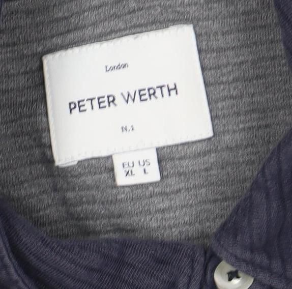 Peter Werth Men's Blue Long Sleeve Cotton Polo Shirt XL