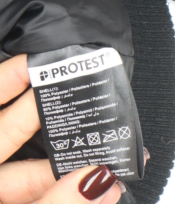 Protest Boys Black Mountain Print Hooded Waterproof Puffer Jacket 10Y