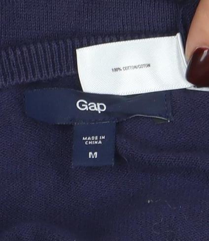 Gap Women's Blue Cotton 3/4 Sleeve Button Cardigan M