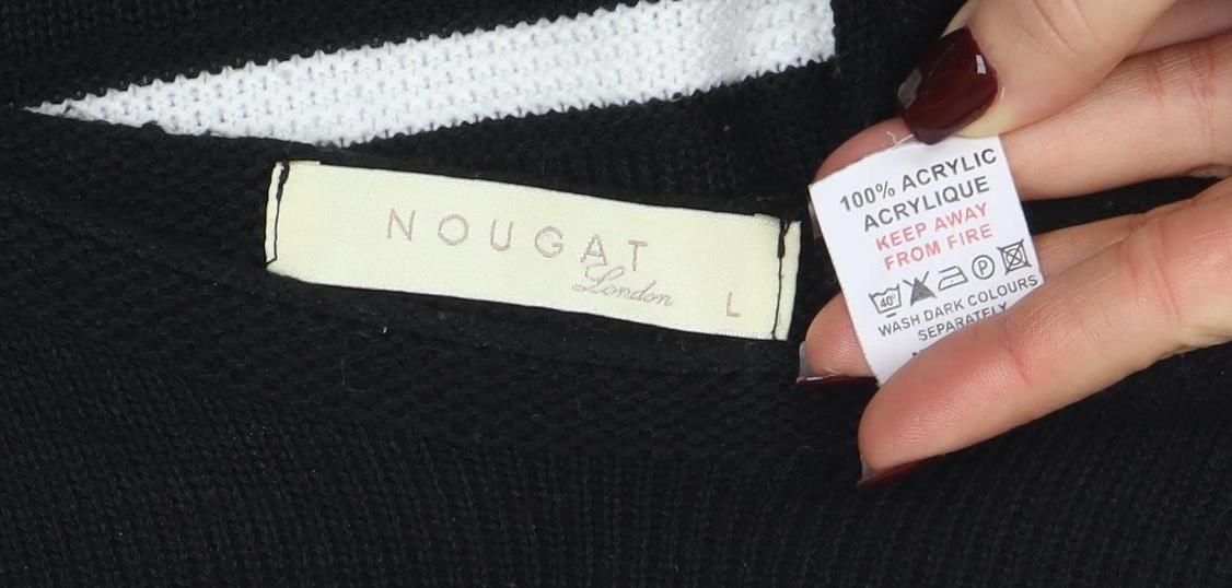 Nougat London Women's Black Striped Knit Pullover Jumper Size L