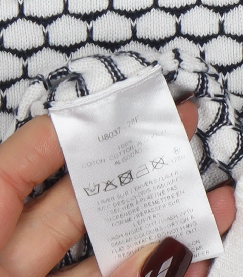 Caroll Women’s White Black Cotton Knit Pullover Jumper Size 10