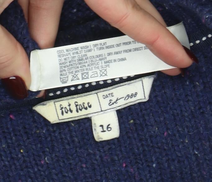 FatFace Women’s Blue Wool Knit Crew Neck Jumper Size 16