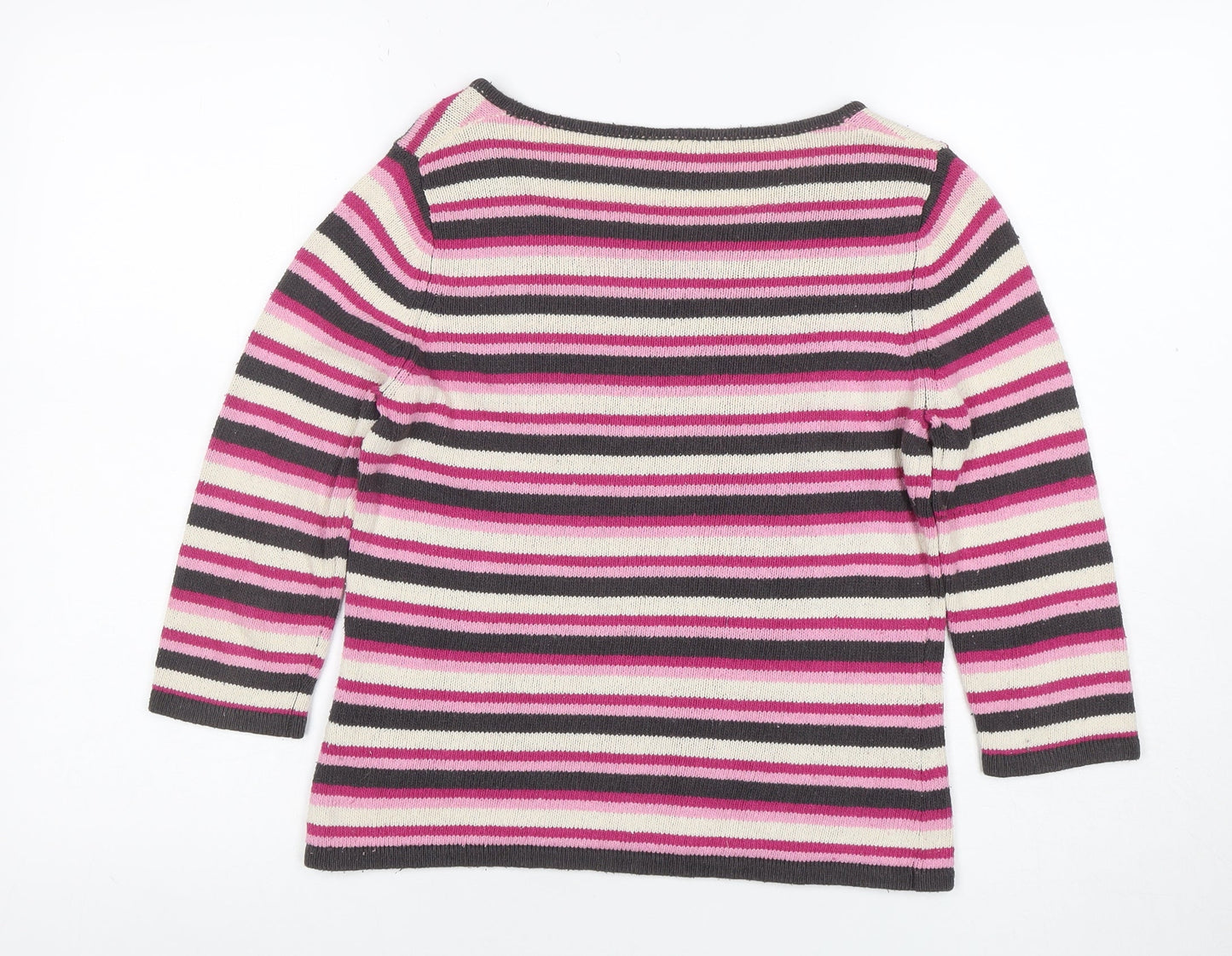 Minuet Women’s Multicoloured 100% Silk Striped Jumper UK 10