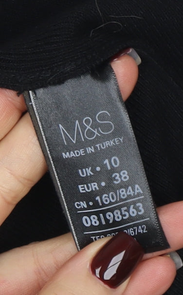 Marks & Spencer Women’s Black Size 10 Open Knit Long Sleeve Cardigan