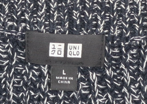 Uniqlo Men’s Grey Chunky-Knit Cotton Blend Crew Neck Jumper L