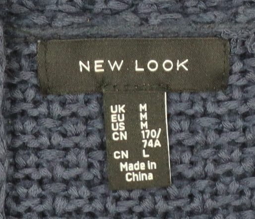 New Look Women's Blue Chunky Knit Open Cardigan Size M