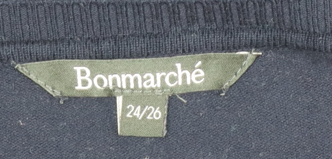 Bonmarché Women’s Navy Blue Embroidered Bee Jumper Size 24/26 Viscose Blend