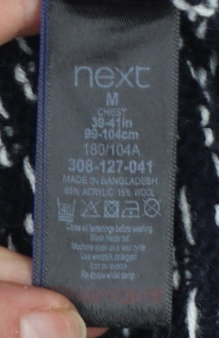 Next Men’s Black Fair Isle 1/4 Zip Christmas Jumper M