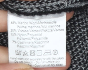 Benedetta B Women's Grey Merino Wool Mix Star Knit Open Cardigan M