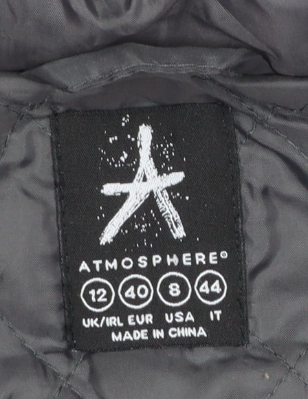 Atmosphere Women Grey Hooded Wool Blend Parka Coat Size 12