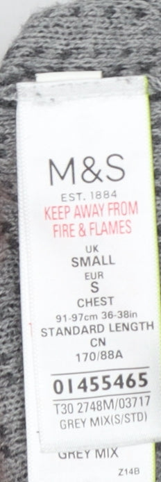 Marks & Spencer Men’s Grey Cotton 1/4 Zip Jumper Size S Regular Fit