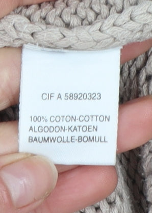 Soft Grey Women's Beige Cotton Chunky Knit Raglan Jumper Size 10/12