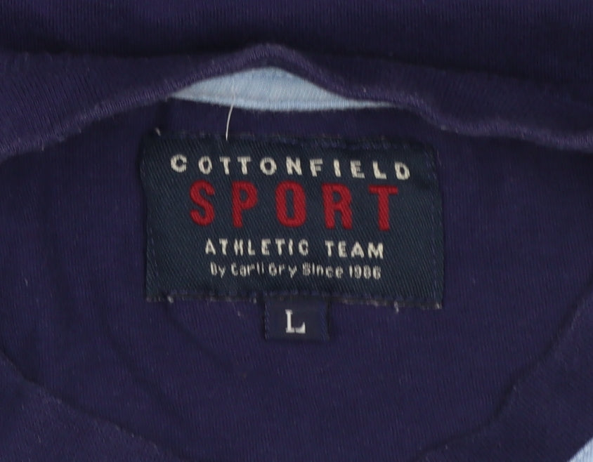 Cottonfield Sport Men's Blue Colourblock Crew Neck T-Shirt Size L