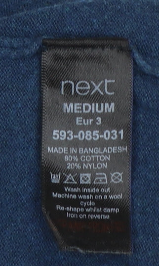 Next Men's Blue V-Neck Pullover Jumper Medium Cotton Blend