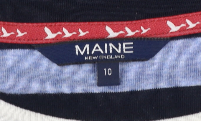 Maine New England Women's Multicoloured Striped 3/4 Sleeve Jersey T-Shirt Size 10