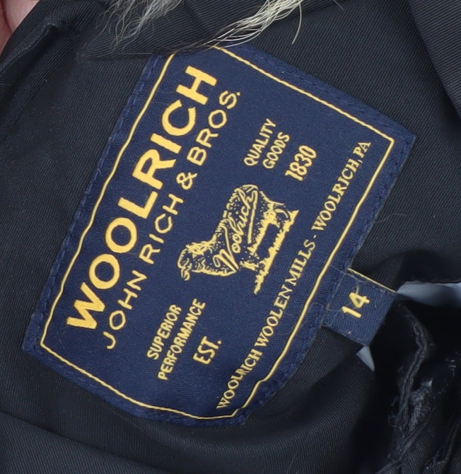 Woolrich Men's Black Down Puffer Jacket with Fur Hood Size 14