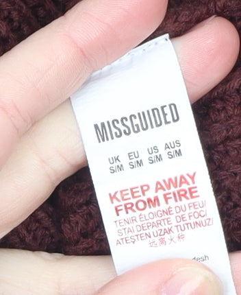 Missguided Women's Burgundy Boat Neck Chunky Knit Jumper Size S