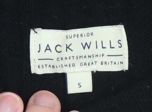 Jack Wills Men's Black Wool Crew Neck Cable Knit Jumper S