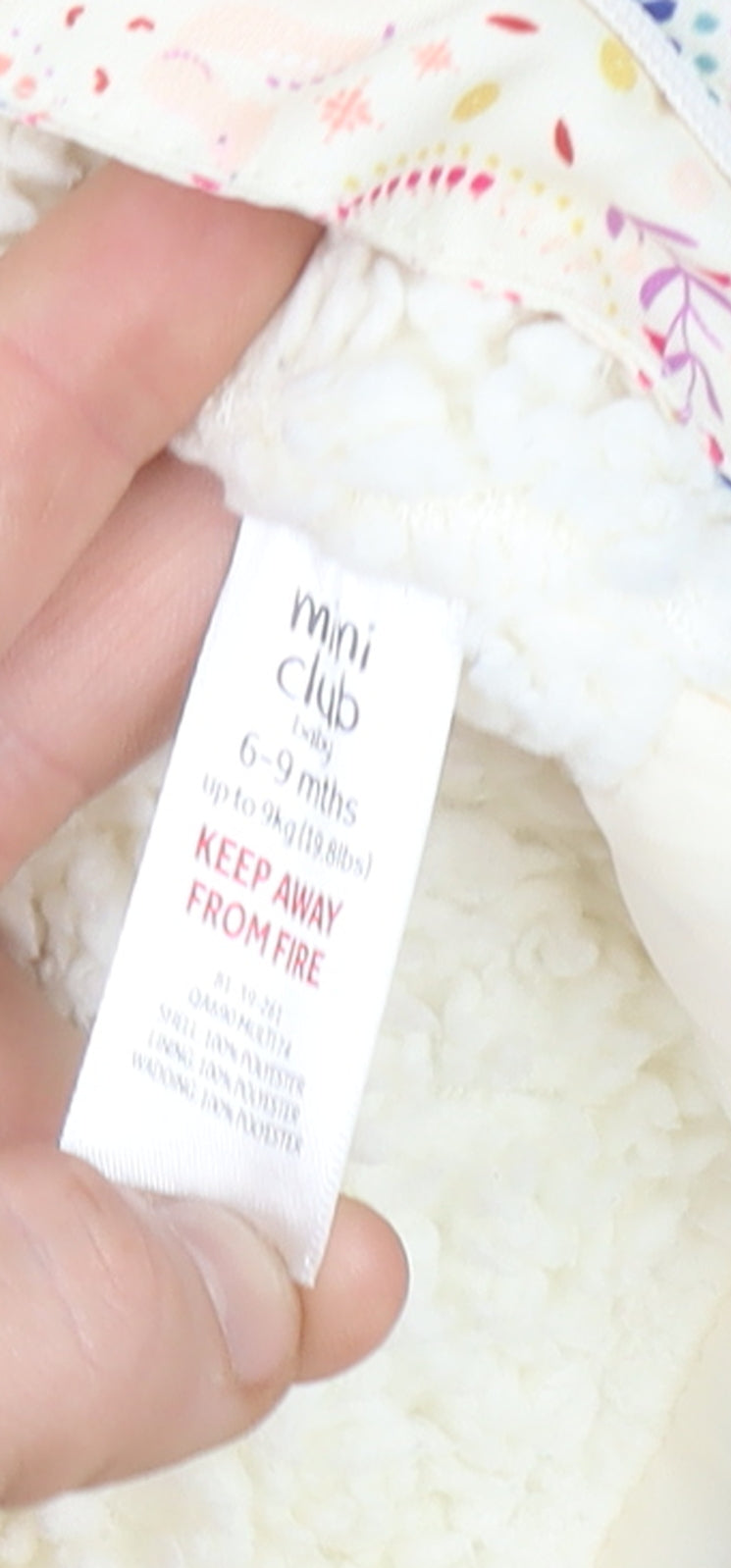 Mini Club Unisex Baby Beige Floral Hooded Snowsuit 6-9 Months Lined Winter