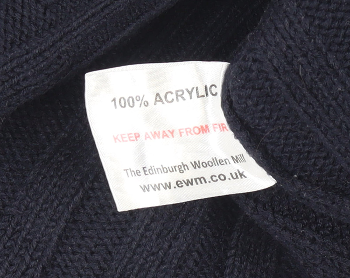 PG Field Men's Blue V-Neck Cable Knit Acrylic Jumper Size L