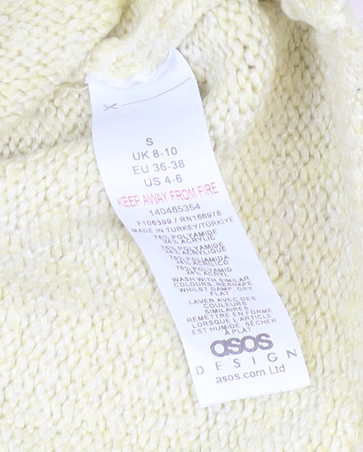 ASOS DESIGN Women’s Beige Chunky Knit Crew Neck Jumper Size S