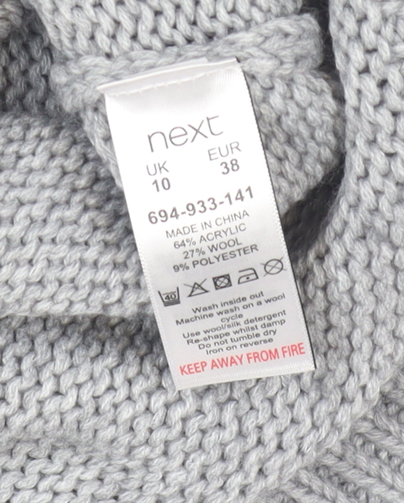 Next Petites Grey Polar Bear Knit Jumper Women’s Size 10