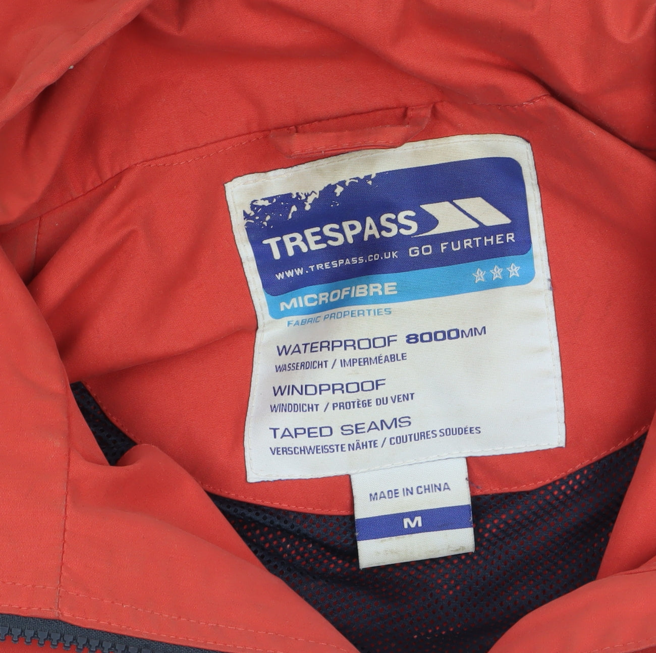 Trespass Men's Red Waterproof Windproof Hooded Parka Jacket Size M