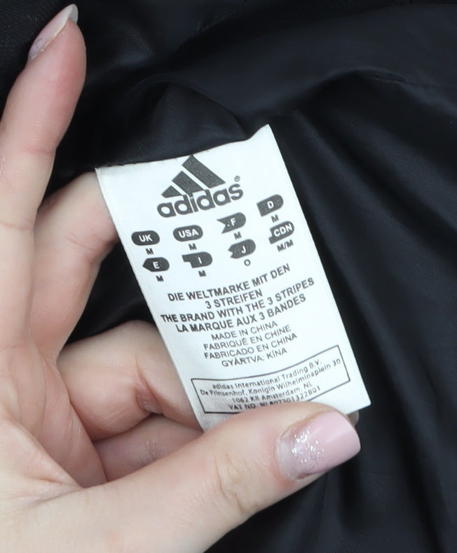 Adidas Men's Black Waterproof Parka Jacket Size M Hooded Full Zip