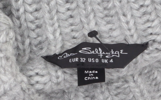 Miss Selfridge Women Grey Roll Neck Knit Jumper Size 4 Acrylic