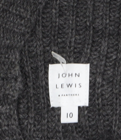 John Lewis Women Grey Wool Alpaca High Neck Cable Knit Jumper Size 10