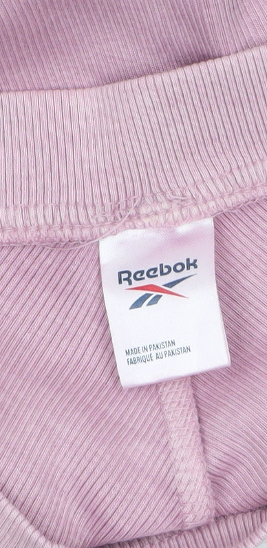 Reebok Women's Pink Cropped Long Sleeve Crew Neck Top Size S