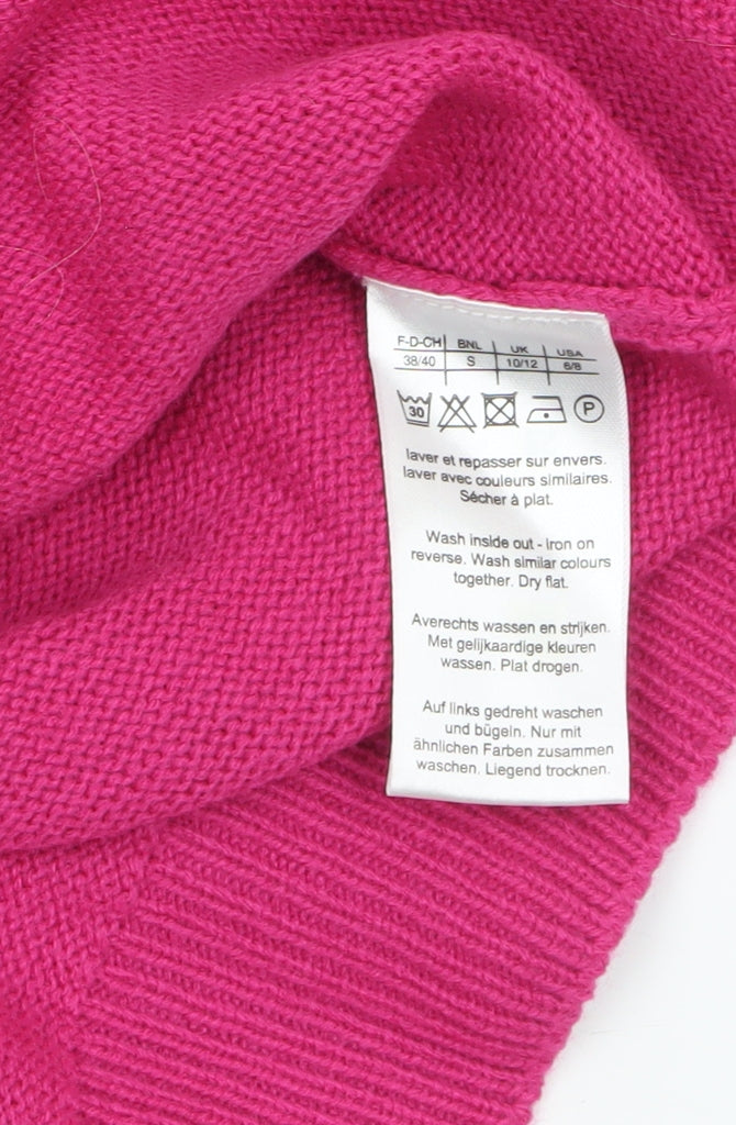 Damart Women’s Pink V-Neck Acrylic Jumper Size 10/12