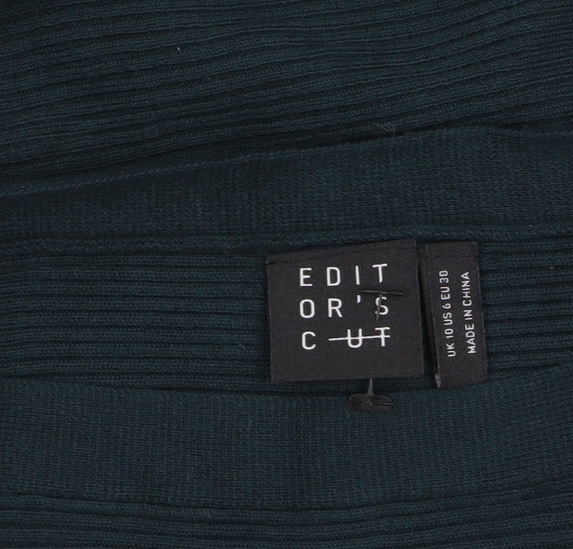 Editor's Cut Women's Green Boat Neck Long Sleeve Pullover Jumper Size 10