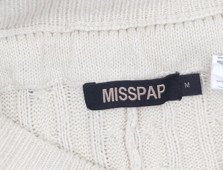 Misspap Women’s Beige Cable Knit Drawstring Jogger Trousers M