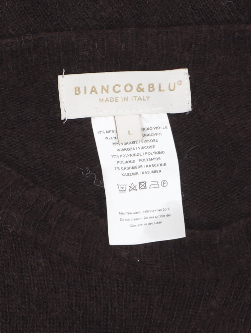 Bianco & Blu Women's Brown Merino Wool Cashmere Blend Pullover Jumper L