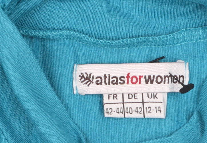 Atlas for Women Blue Roll Neck Long Sleeve Top UK 12-14 Regular