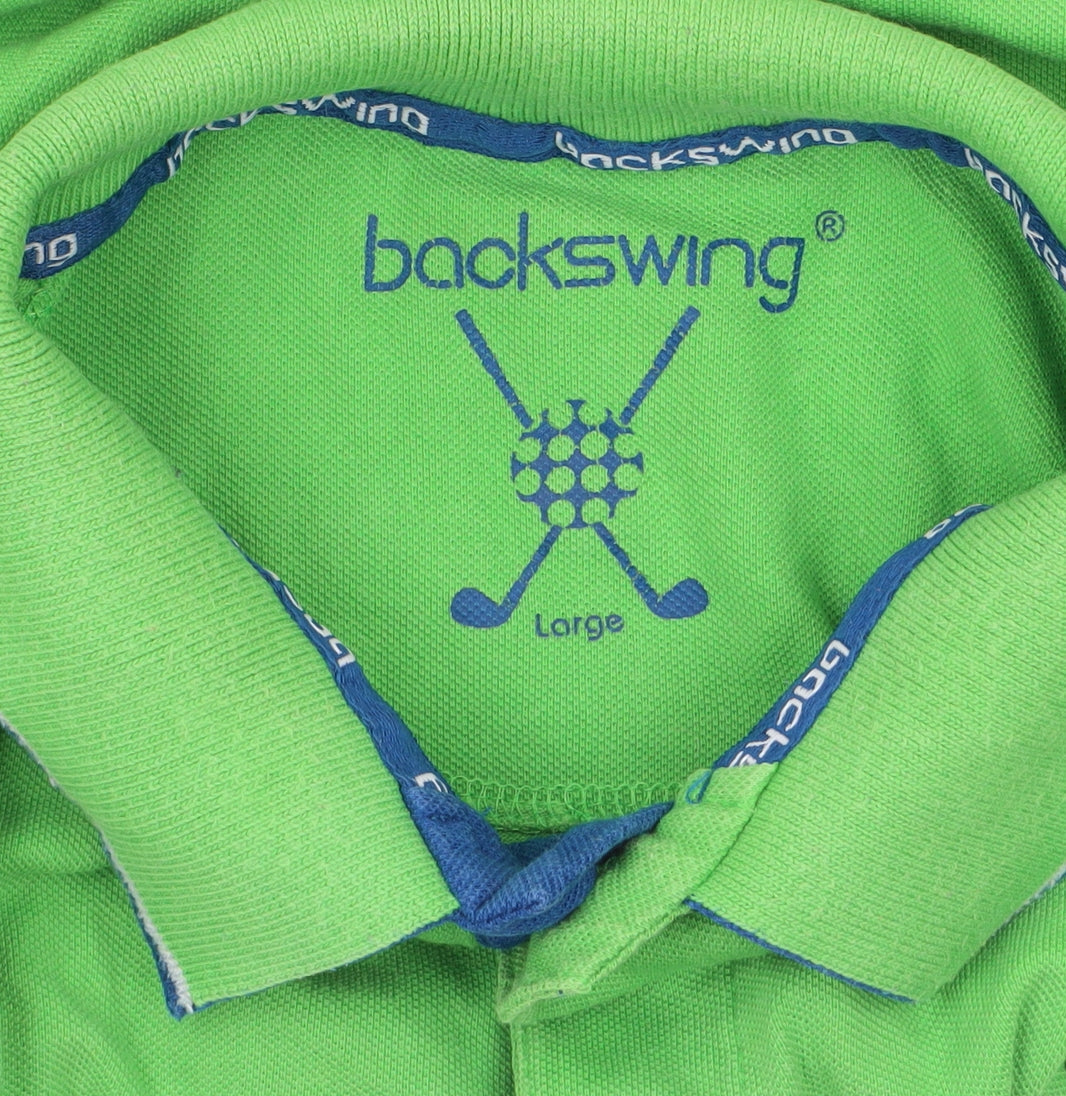 Backswing Men's Green Cotton Polo Shirt L Short Sleeve Golf Style
